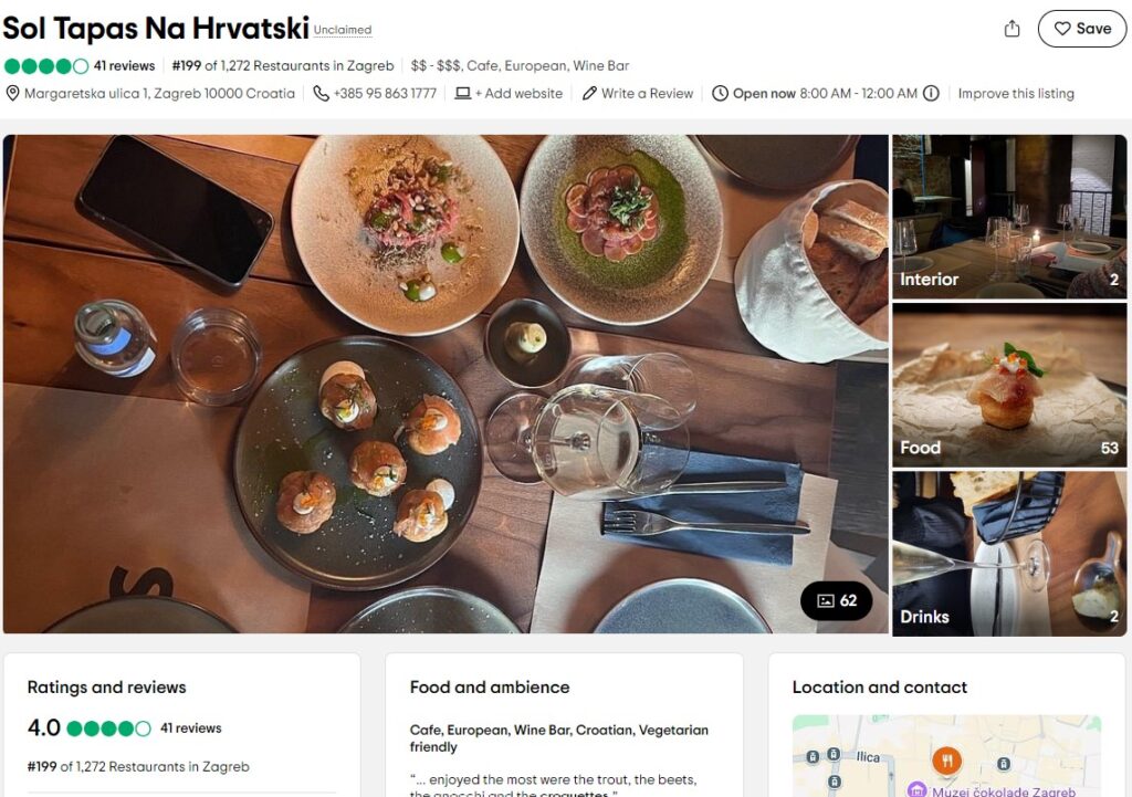 SOL Tapas na Hrvatski