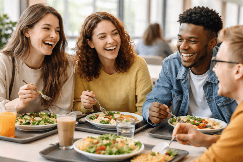 studenti se zabavljaju u menzi